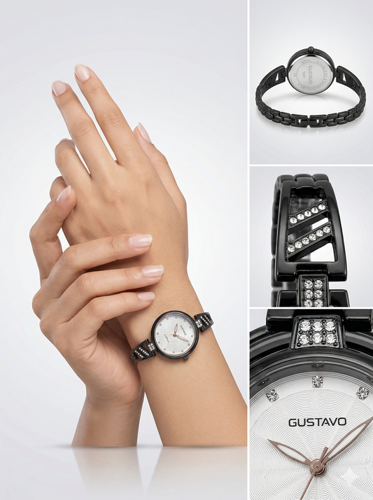 Custom Midnight Star Crystal-Embellished Jewelry Watch
