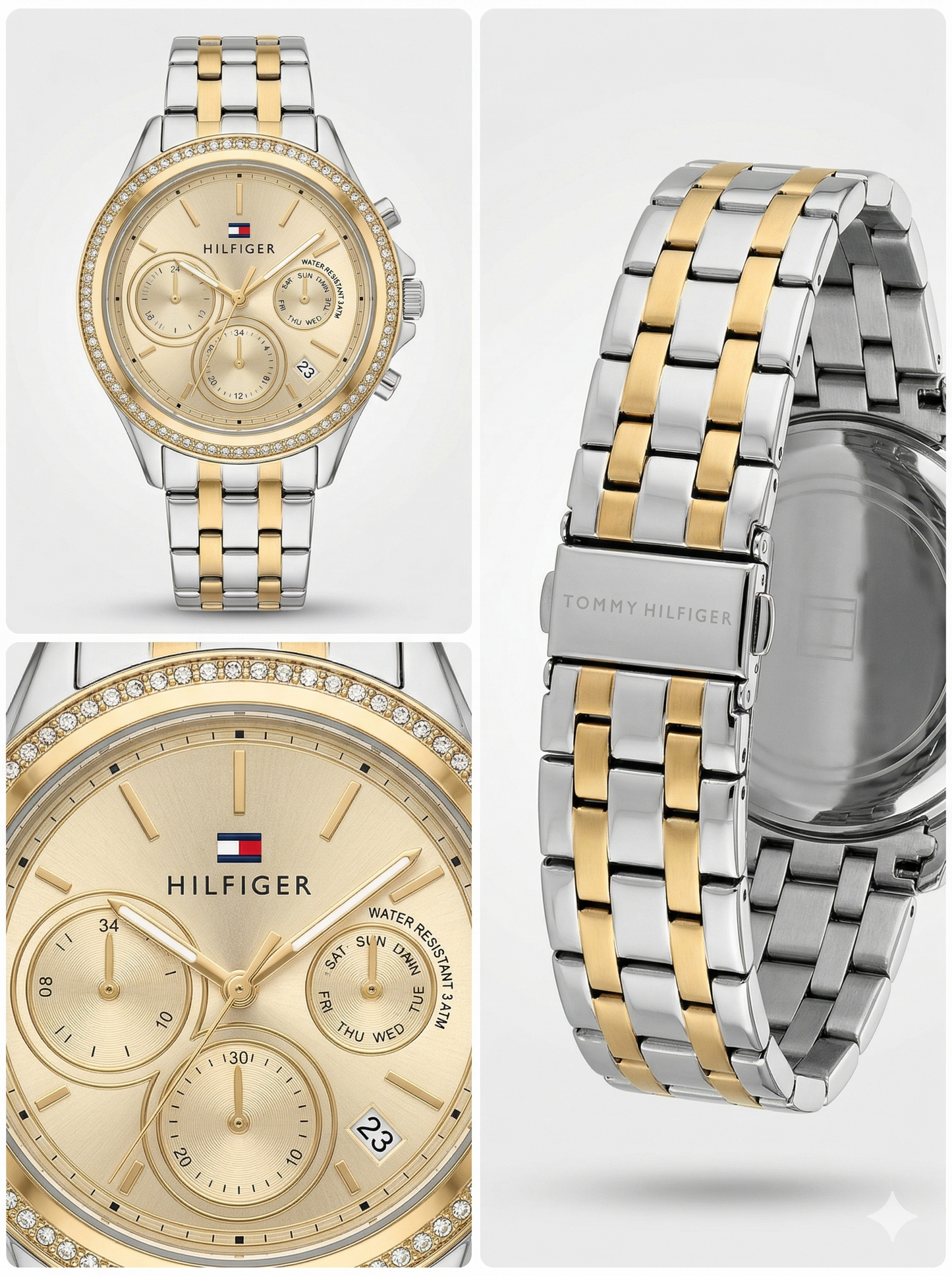 Golden Aura Chronograph – Crystal Bezel Two-Tone Ladies Watch