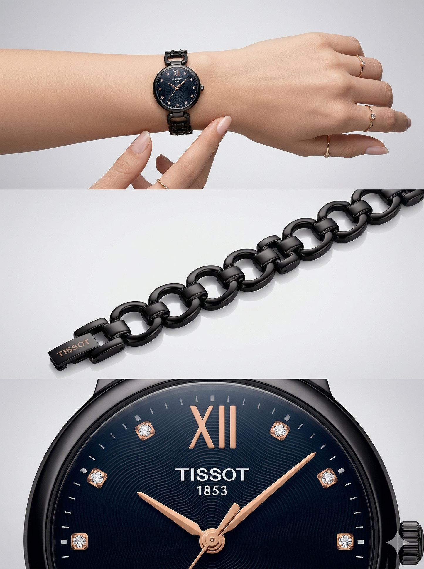 Midnight Stealth Luxe – Jet Black Open-Link Watch