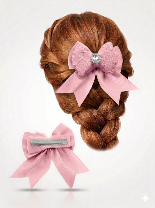 Pastel Luxe Bow Hair Clips (Set of 2)