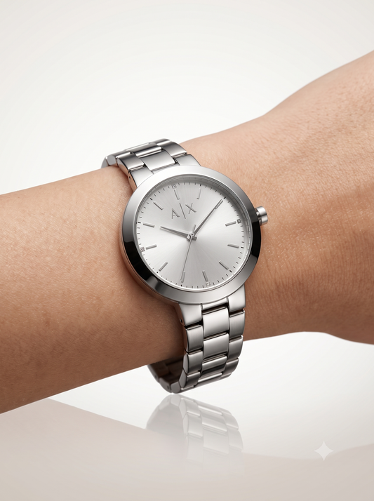 Minimalist Crystal-Accented Stainless Steel Women's Watch