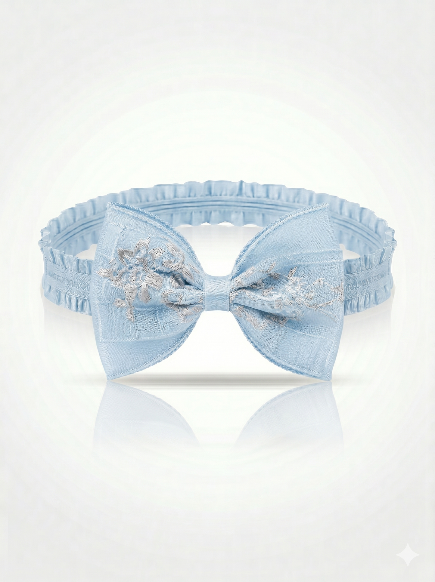 Sky Blossom Embroidered Bow Headband