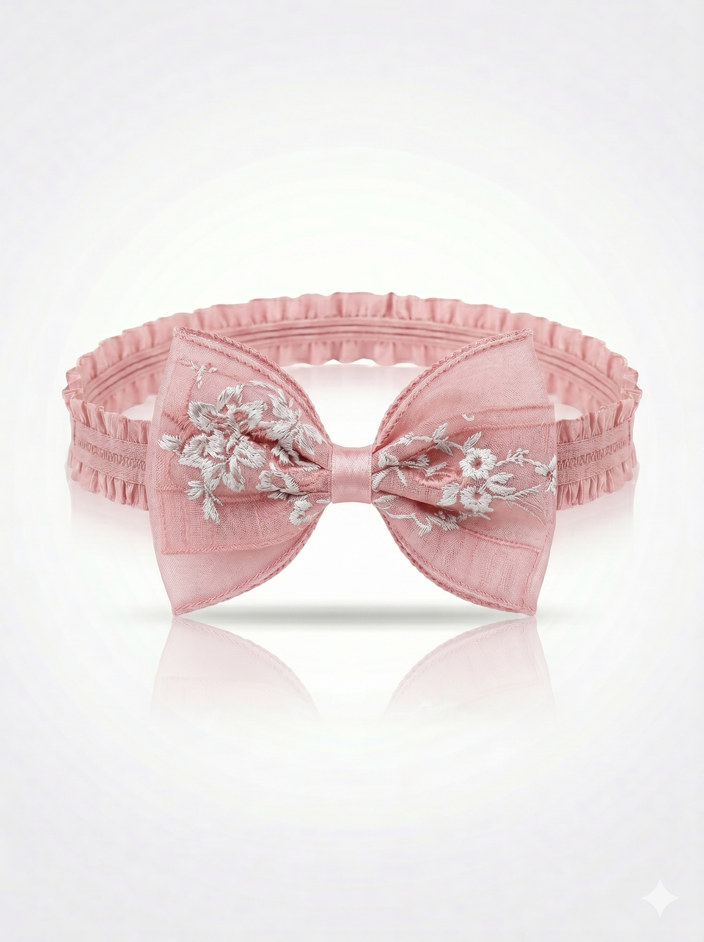 Sky Blossom Embroidered Bow Headband