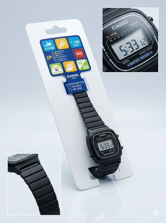 Retro Noir – Classic Black Mini Digital Watch