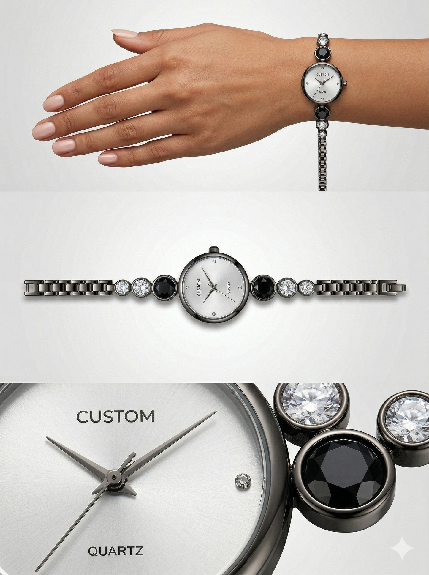 Custom Ethereal Crystal Bezel Jewelry Watch