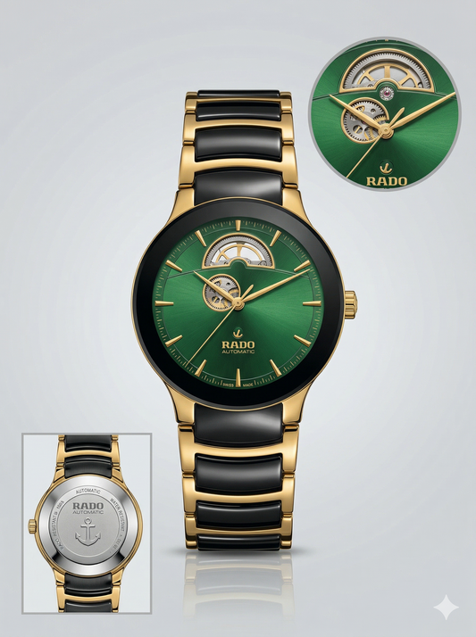 Elite Gold & Onyx Skeleton – Automatic Style Luxury Watch
