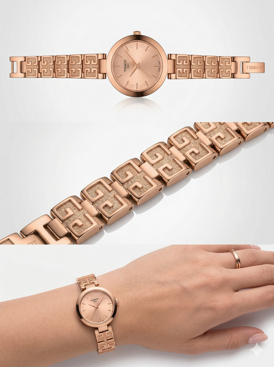 Gilded Geometric – Rose Gold Shimmer Bracelet Watch