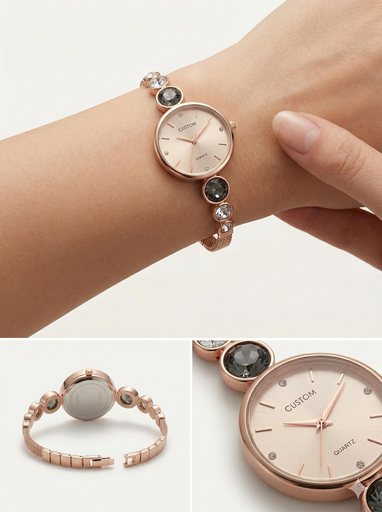 Custom Ethereal Crystal Bezel Jewelry Watch