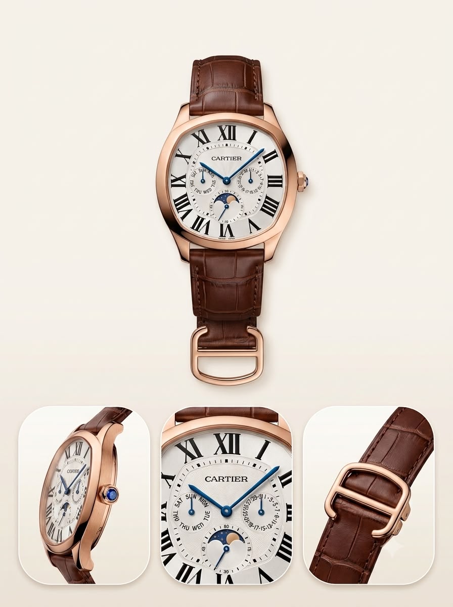Complication Moonphase Calendar Automatic Leather Watch