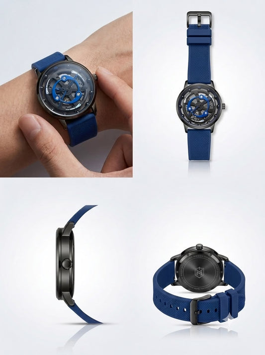 Techno-Skeleton Rotating Disc Sport Watch