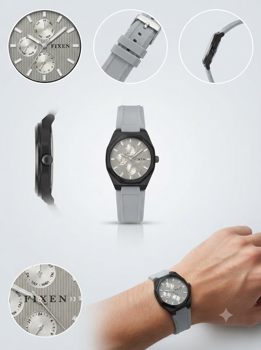 Fixen Octagonal Sport Chronograph Silicon Watch