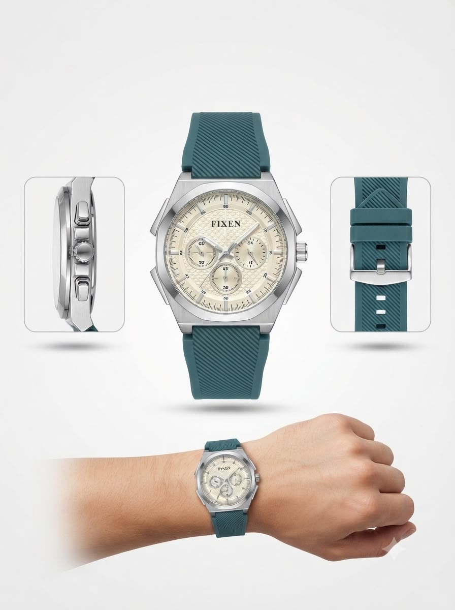 Fixen Textured Chronograph Sport Watch – Integrated Performance Strap